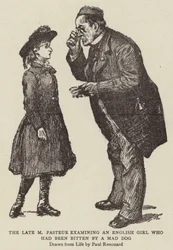 Der verstorbene M. Pasteur untersucht ein englisches Mädchen, das von einem tollwütigen Hund gebissen wurde